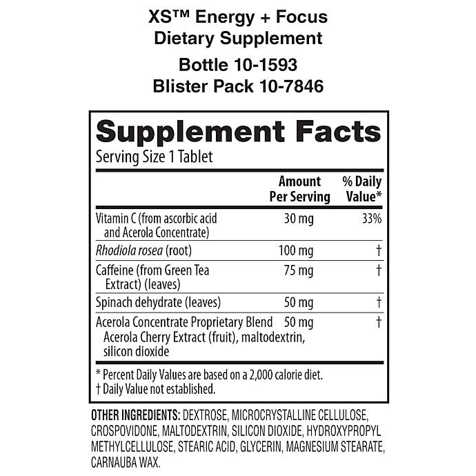 XS™ Energy + Focus Dietary Supplement - 60 Tablets