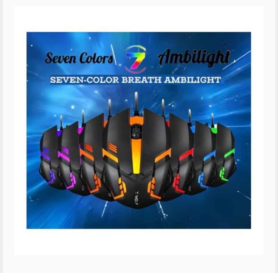 50 pc Wired USB Gaming Mouse RGB Gaming Ergoomic Optical Computer Gamers Mouse for Computer (Black)