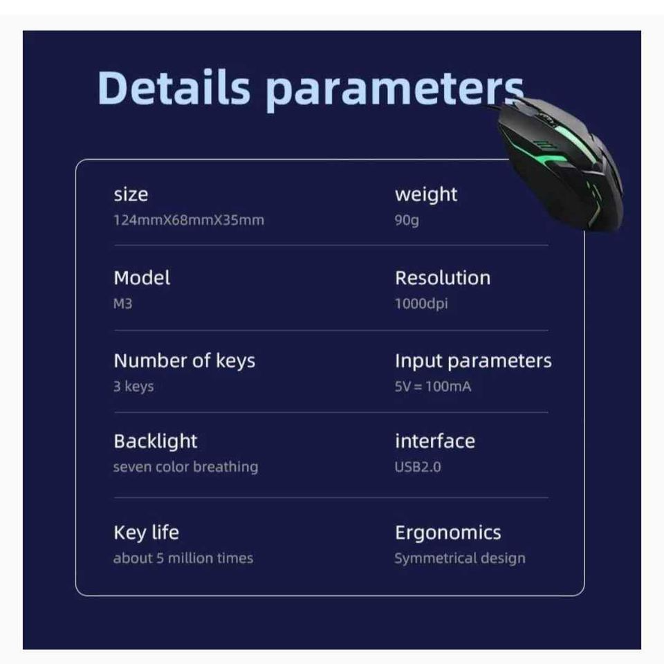 50 pc Wired USB Gaming Mouse RGB Gaming Ergoomic Optical Computer Gamers Mouse for Computer (Black)