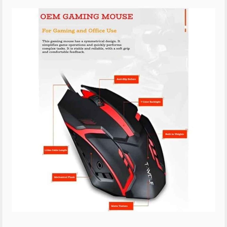 50 pc Wired USB Gaming Mouse RGB Gaming Ergoomic Optical Computer Gamers Mouse for Computer (Black)