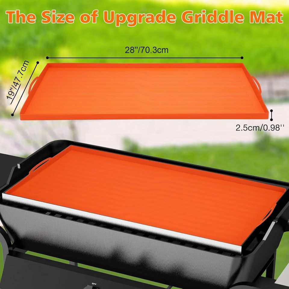 28'' Griddle Mat Silicone for Blackstone, Silicone BBQ Cover Upgraded Handle-Design,Protective