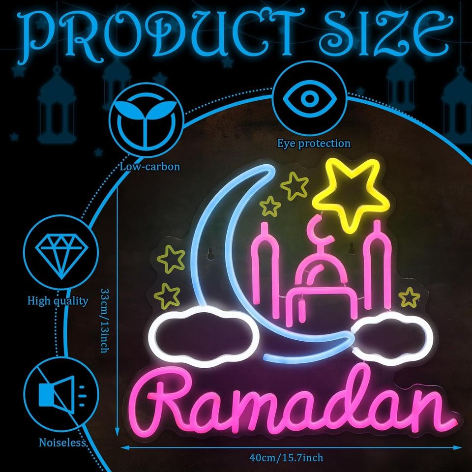 eon Sign Ramadan Festival Lighted Window Decorations LED Neon Signs for Wall Decor