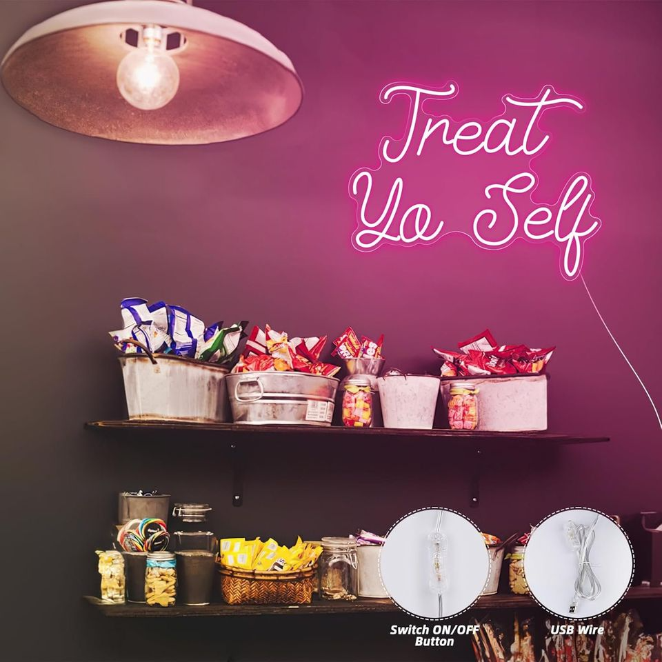 Treat Yourself Neon Sign for Wall Decor, USB Led Light Sign