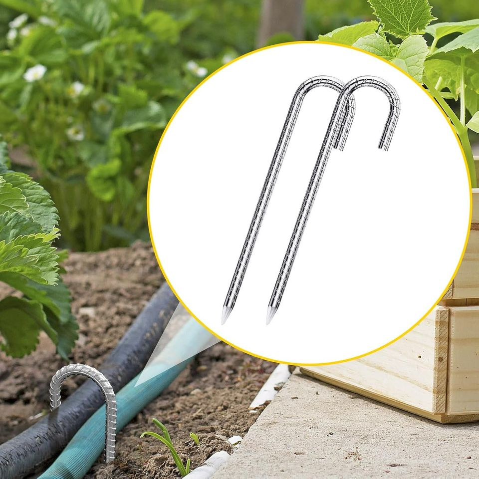 8 Pack 12 inch Trampoline Stakes J Hook Tent Stakes Heavy Duty Stakes for Gardening,Rust Resistant