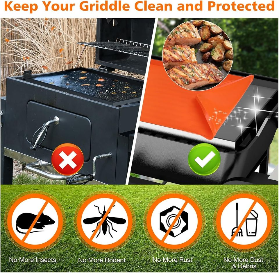 28'' Griddle Mat Silicone for Blackstone, Silicone BBQ Cover Upgraded Handle-Design,Protective
