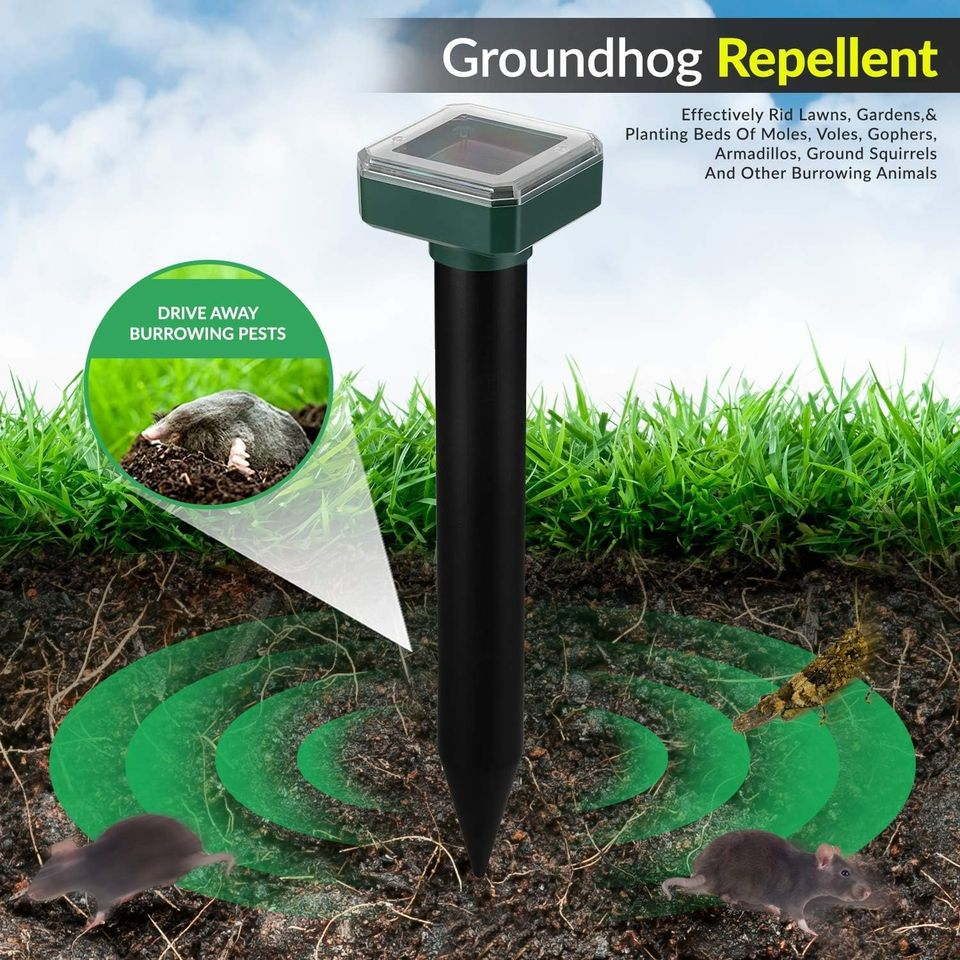 Mole Repellent Solar Powered for Lawns, 8 Pack