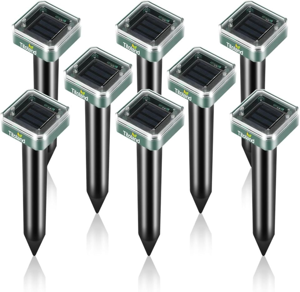Mole Repellent Solar Powered for Lawns, 8 Pack