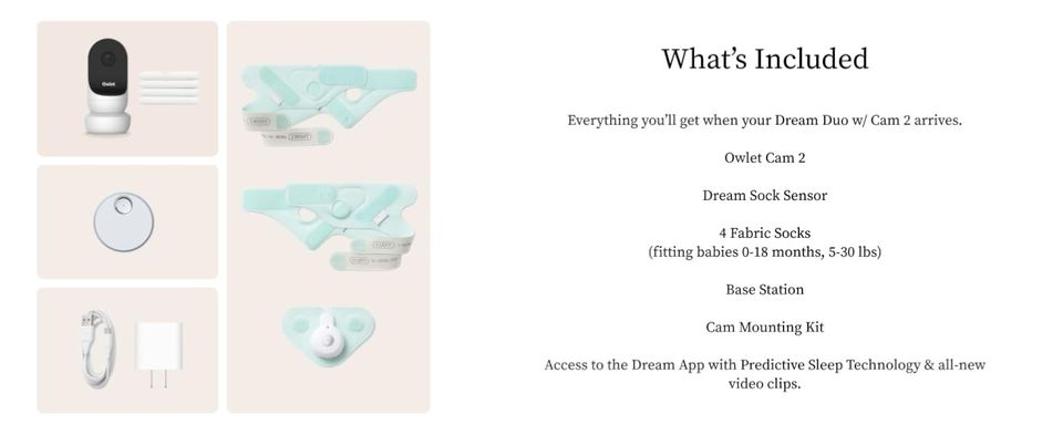 Owlet® Dream Duo Smart Baby Monitor: FDA-Cleared Dream Sock® Plus Owlet Cam 2- Tracks & Notifies