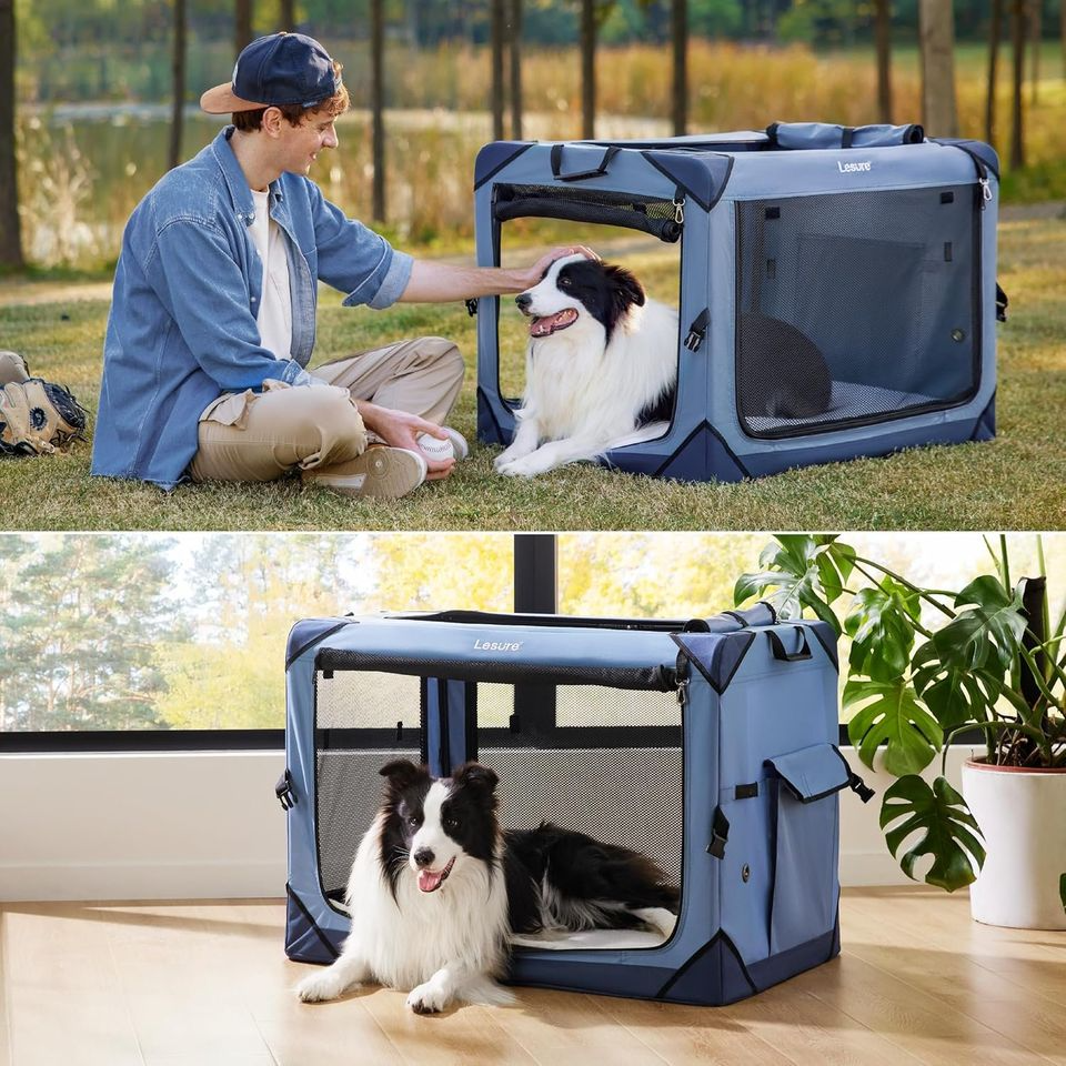 Lesure Collapsible Dog Crate - Portable Dog Travel Crate Kennel for Small Dog