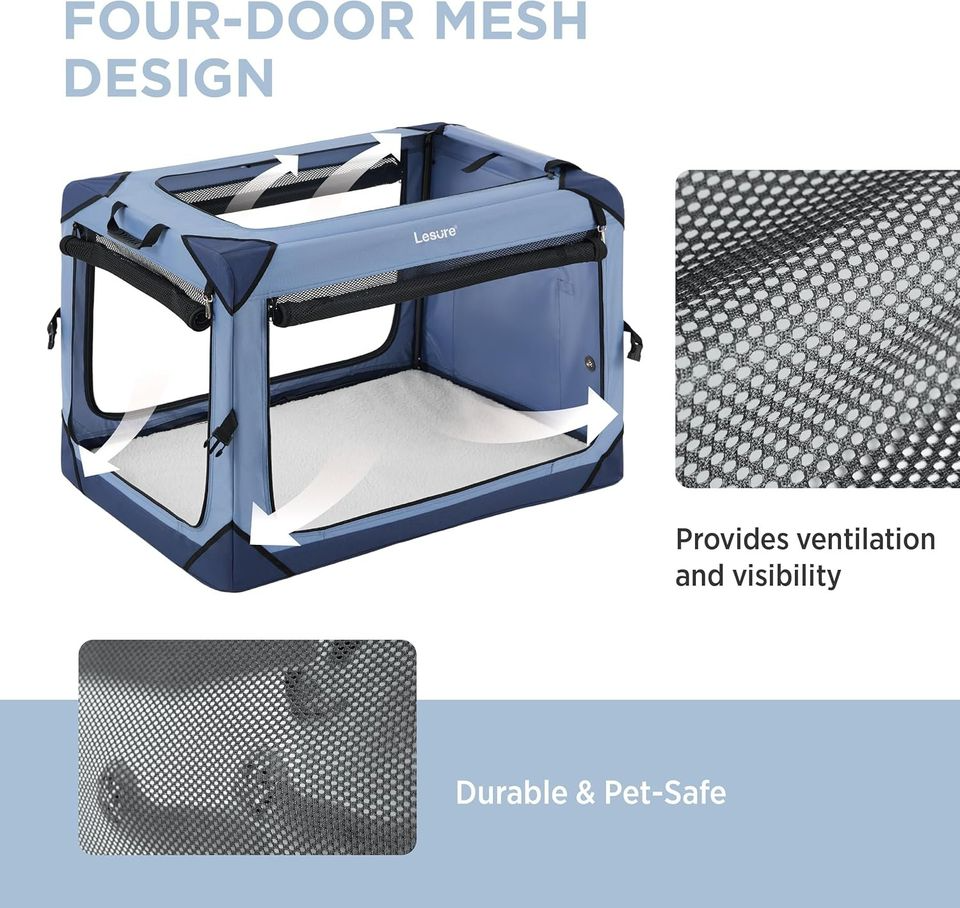Lesure Collapsible Dog Crate - Portable Dog Travel Crate Kennel for Small Dog