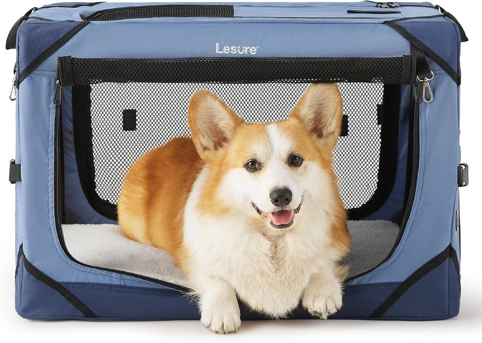Lesure Collapsible Dog Crate - Portable Dog Travel Crate Kennel for Small Dog
