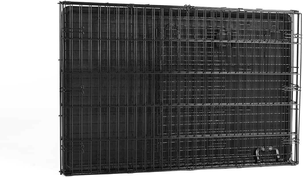 Durable, Foldable Metal Wire Dog Crate with Tray, Single Door, 42 x 28 x 30 Inches, Black