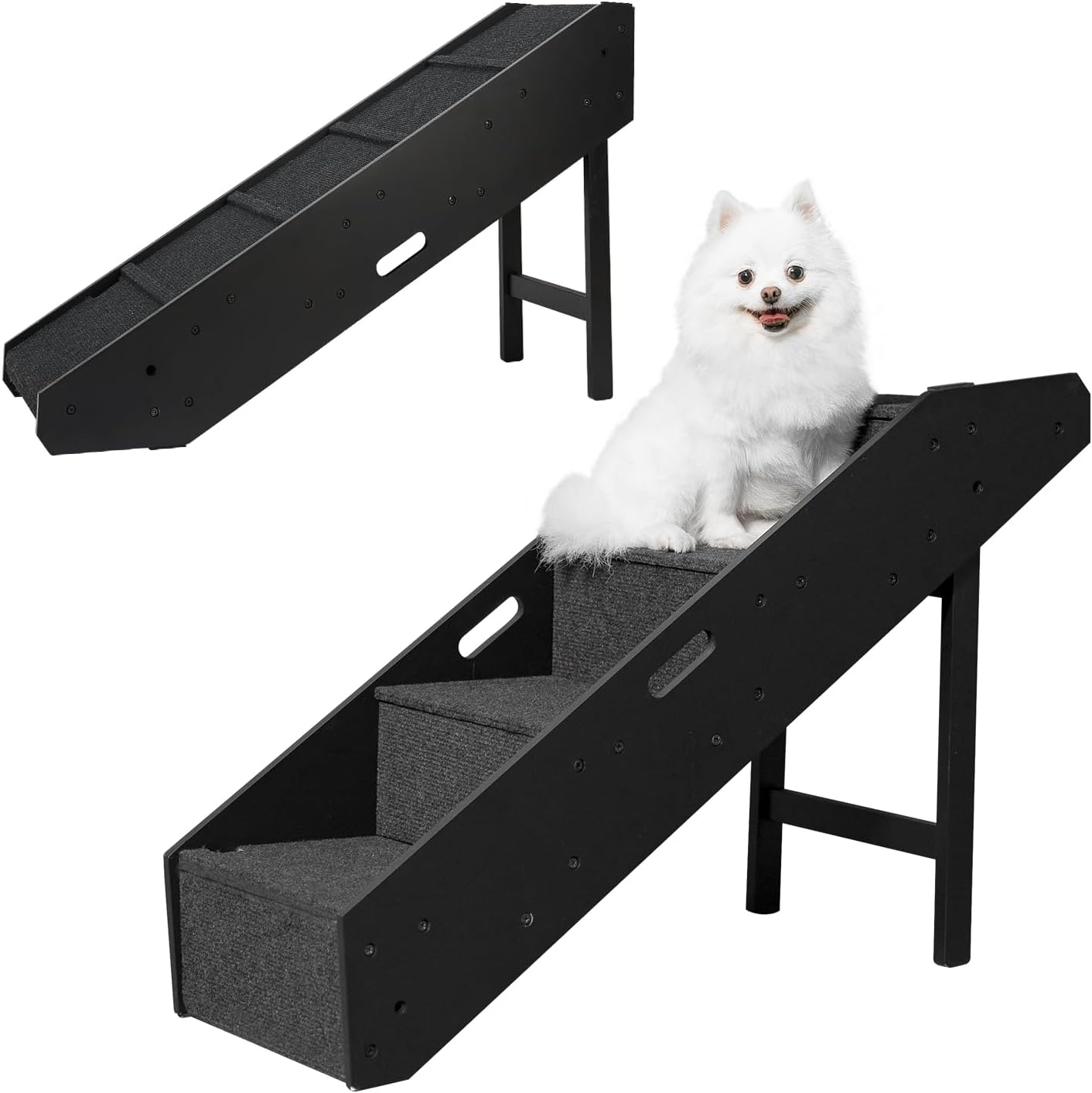 Dog Stairs, Pawque 2-1 Wooden Convertible Pet Ramp & Stairs