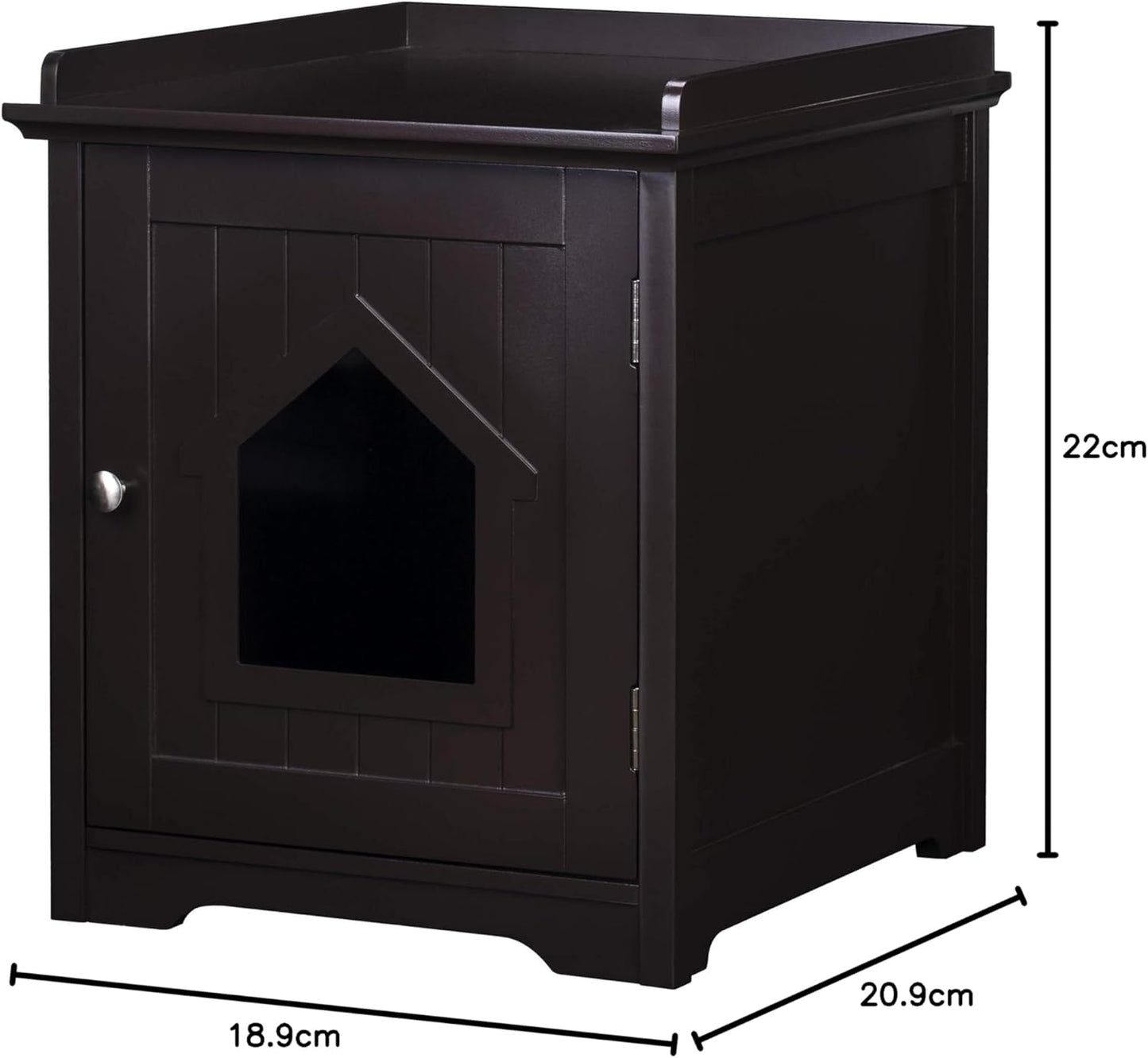 PAWLAND Cat Litter Box Enclosure, Cat House Side Table,Night Stand Pet House, Indoor Cat House, Espresso