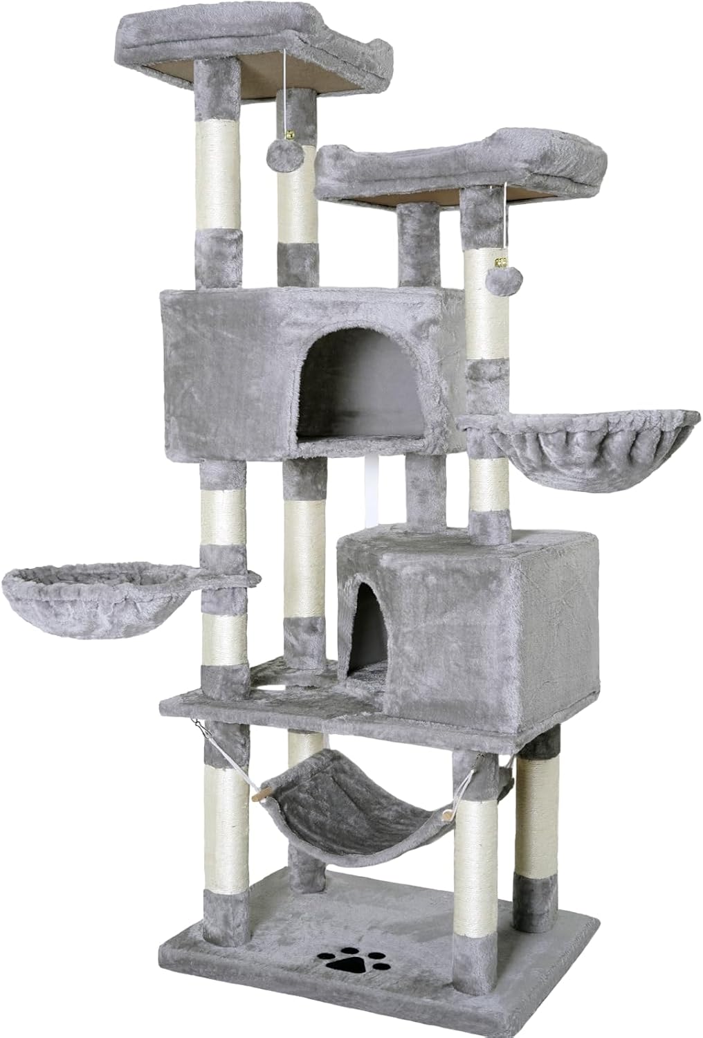 Sturdy Indoor Multi-Level Large Cat Tree, 67in Cat Tower for Indoor Cats, Contains 10 Sisal Scratching Posts 3 Hammocks 2 Apartments 2 Platforms and Cat