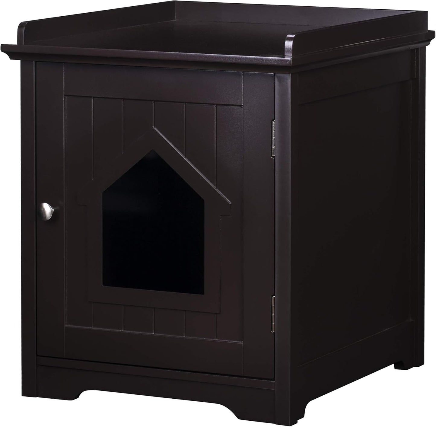 PAWLAND Cat Litter Box Enclosure, Cat House Side Table,Night Stand Pet House, Indoor Cat House, Espresso
