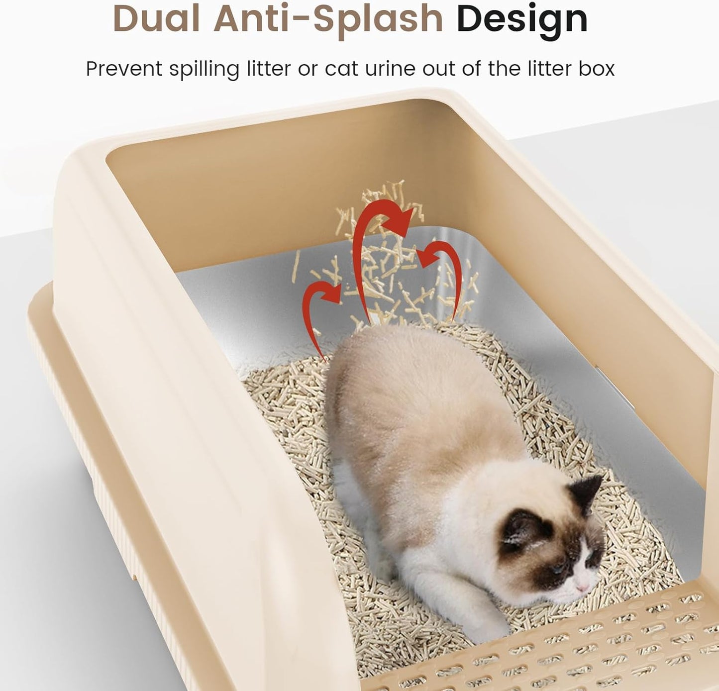 Extra-Large Stainless Steel Cat Litter Box with High Walls & Lid – Ideal for Big & Multiple Cats