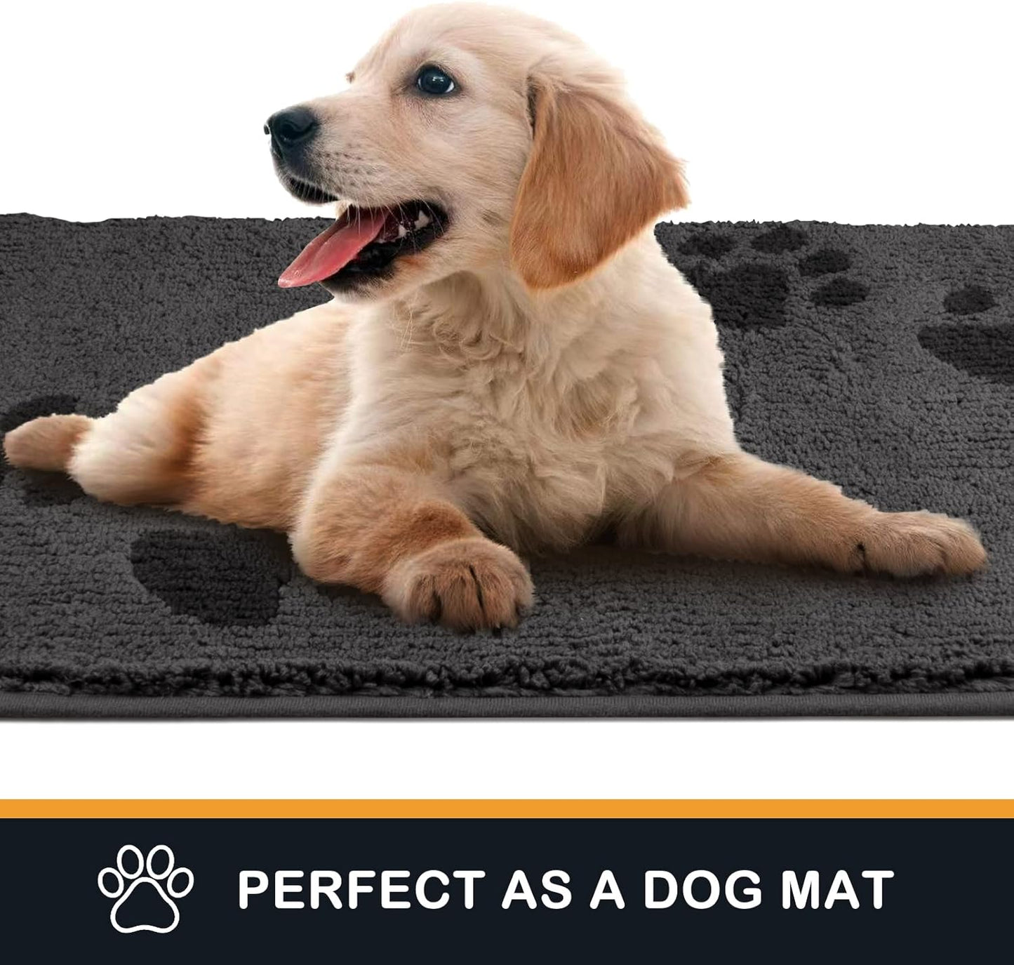 Play Video Click to see more videos 2+ 6 VIDEOS PURRUGS Dirt Trapper Door Mat 32" x 47", Non-Skid/Slip Machine Washable Microfiber Entrance Rug, Shoes Scraper, Dog Door Mat, Super Absorbent Floor Mat for Muddy Wet Shoes and Paws, Grey