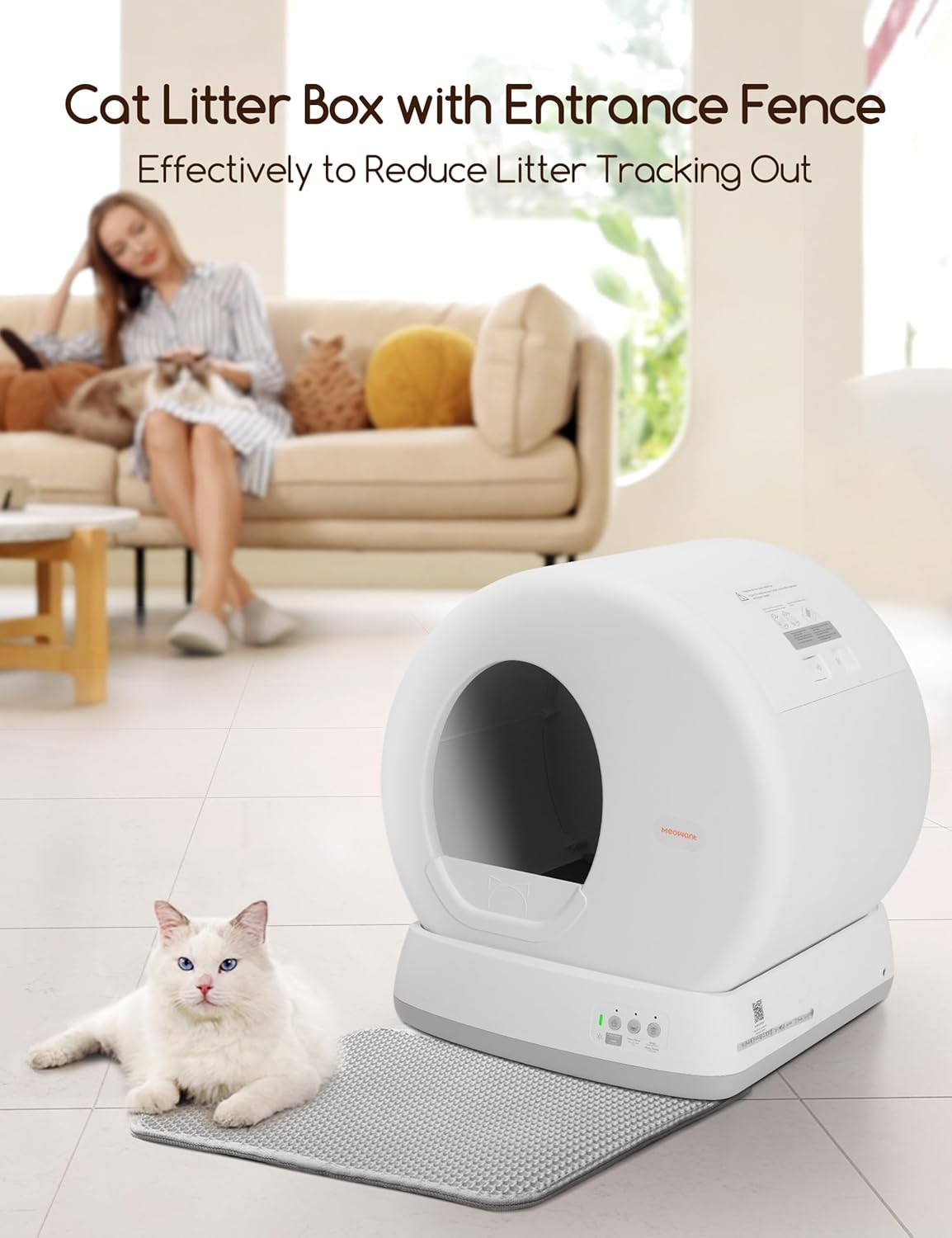 Self-Cleaning Cat Litter Box, Integrated Safety Protection, Multi Cats