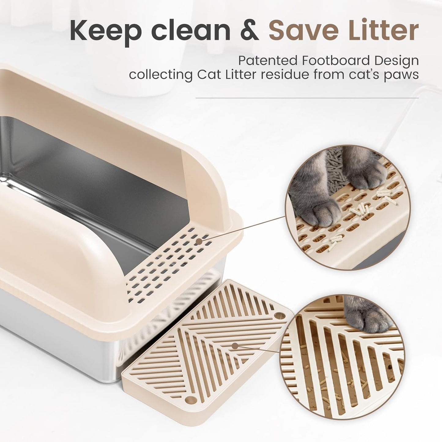 Extra-Large Stainless Steel Cat Litter Box with High Walls & Lid – Ideal for Big & Multiple Cats