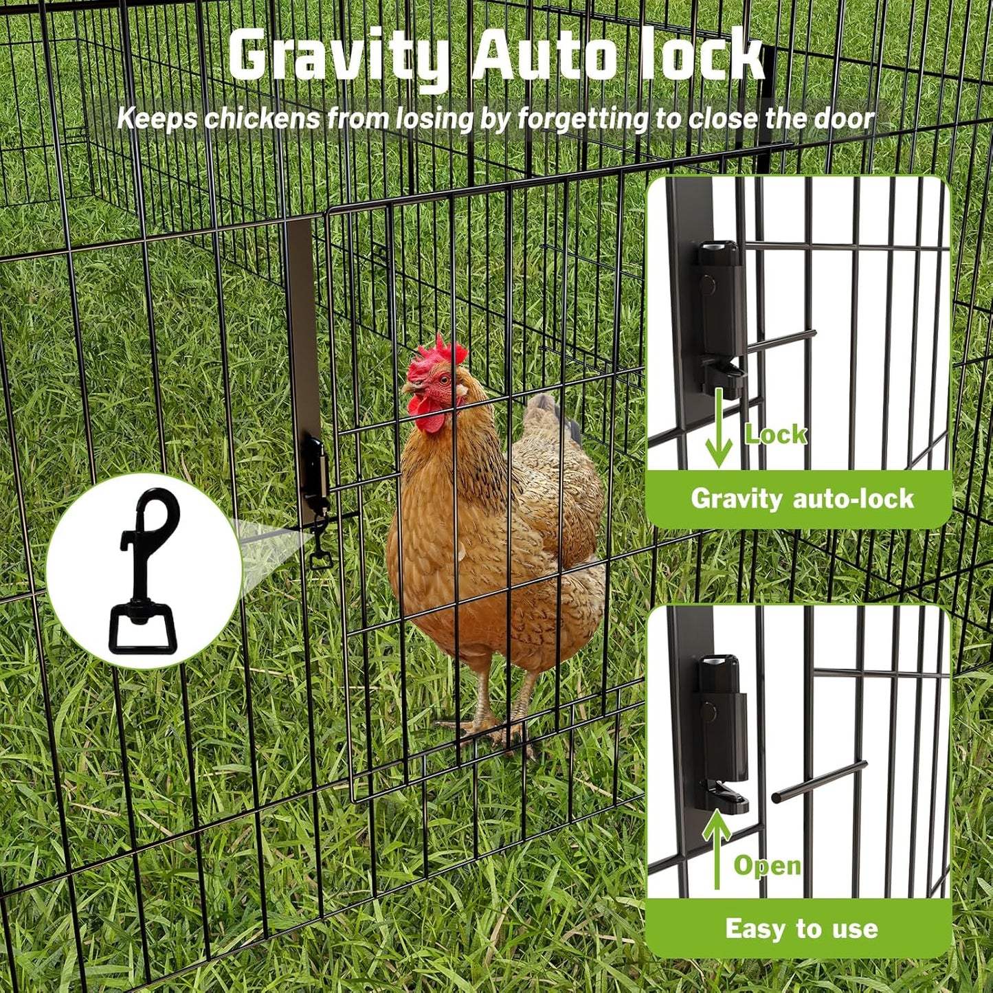 Metal Chicken Coop 86"×40"×40" Chicken Run with Waterproof Cover Portable Poultry Cage Walk in Hen House Outdoor Backyard Farm Animal Enclosure Crate Pet Playpen Exercise Pen for Rabbit Duck