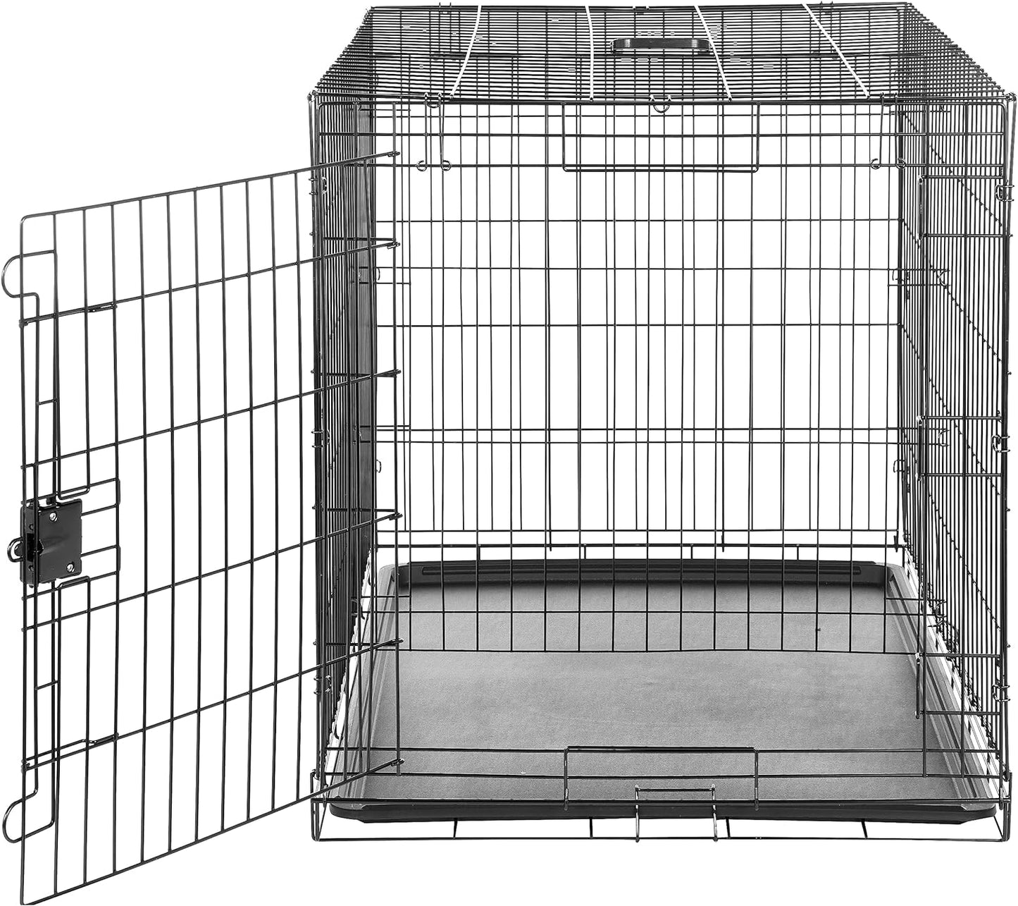 Durable, Foldable Metal Wire Dog Crate with Tray, Single Door, 42 x 28 x 30 Inches, Black