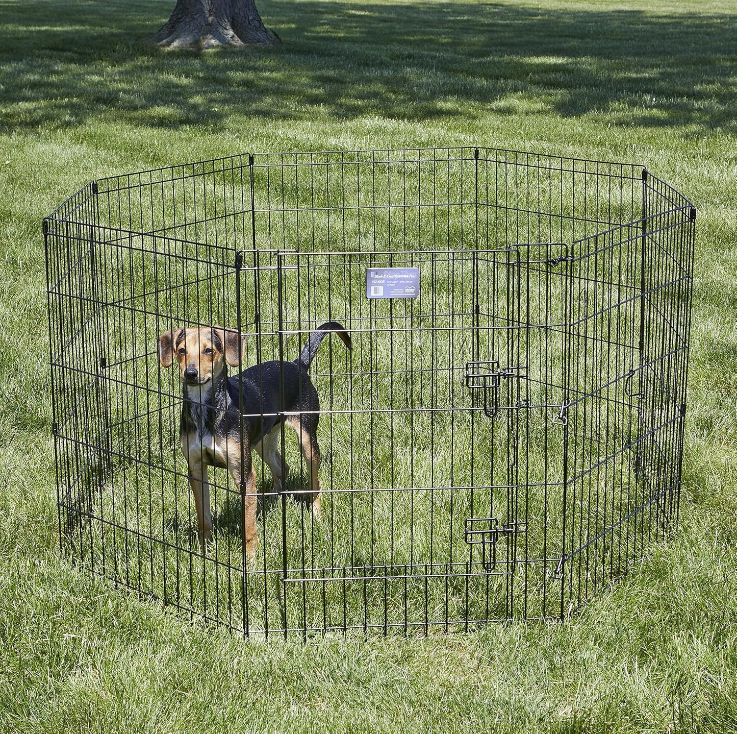 MidWest Homes for Pets Foldable Metal Dog Exercise Pen / Pet Playpen. Black w/ door, 24'W x 30'H, 1-Year Manufacturer's Warranty