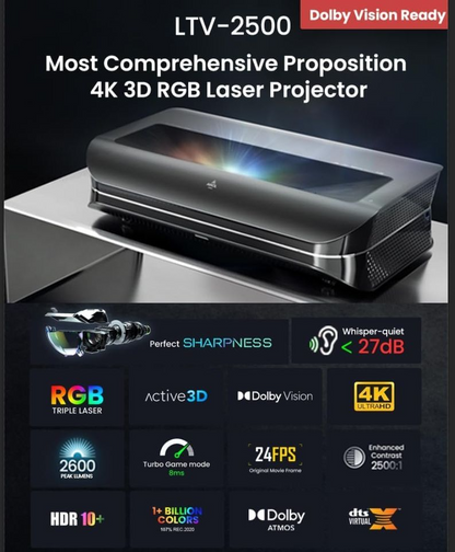 AWOL VISION LTV-2500 4K UHD Ultra Short Throw Triple Laser Projector