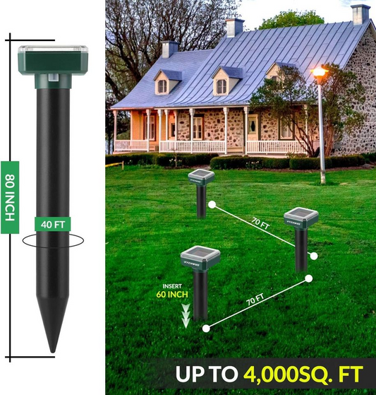 Mole Repellent Solar Powered for Lawns, 8 Pack
