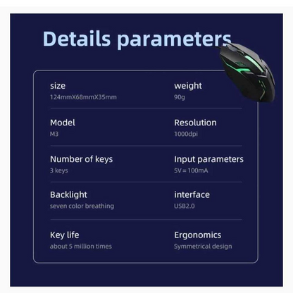 50 pc Wired USB Gaming Mouse RGB Gaming Ergoomic Optical Computer Gamers Mouse for Computer (Black)