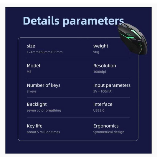 50 pc Wired USB Gaming Mouse RGB Gaming Ergoomic Optical Computer Gamers Mouse for Computer (Black)