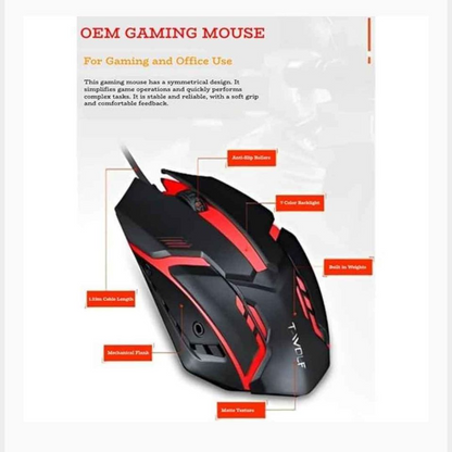 50 pc Wired USB Gaming Mouse RGB Gaming Ergoomic Optical Computer Gamers Mouse for Computer (Black)