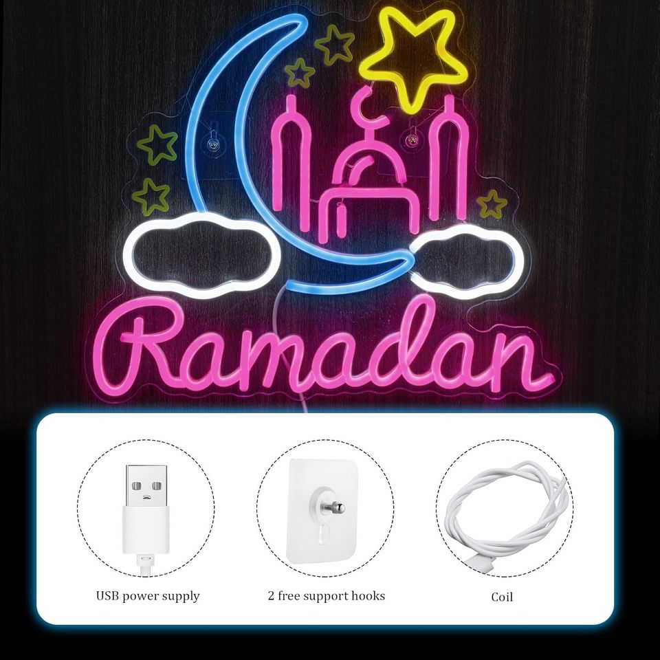 eon Sign Ramadan Festival Lighted Window Decorations LED Neon Signs for Wall Decor