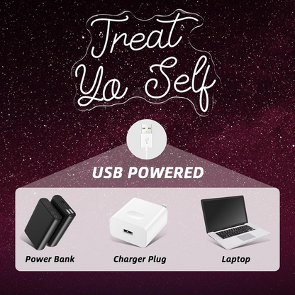Treat Yourself Neon Sign for Wall Decor, USB Led Light Sign