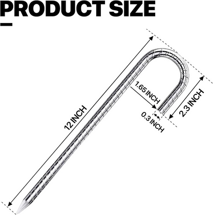 8 Pack 12 inch Trampoline Stakes J Hook Tent Stakes Heavy Duty Stakes for Gardening,Rust Resistant