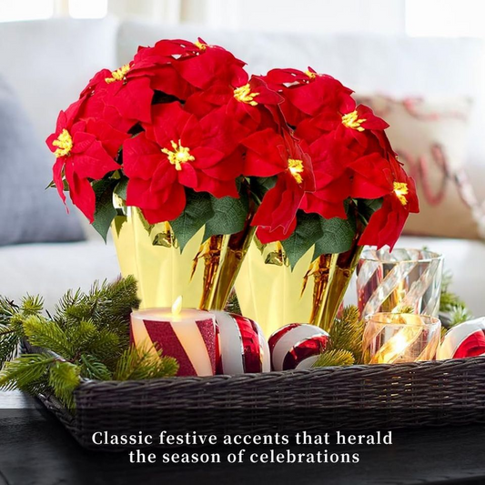 New Large Outdoor 18"Christmas Decor Flower LED Lighted Plants in Pot with Lights for Outdoor Use