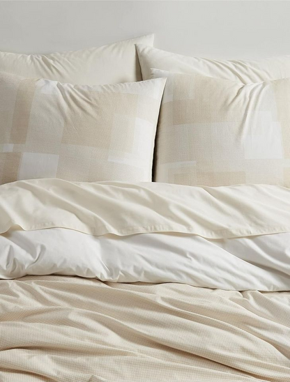 New Calvin Klein Home Naturals Pure Grid Printed 250 TC Percale Set of 3 Comforter Set, queen Size