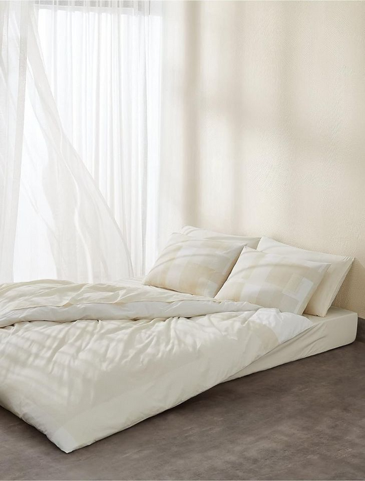 New Calvin Klein Home Naturals Pure Grid Printed 250 TC Percale Set of 3 Comforter Set, queen Size