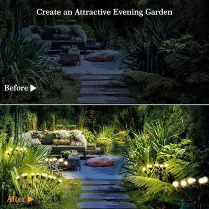 Firefly Garden Lights Solar Outdoor 6 Pack 60 LED, Solar Firefly Lights with 2 Lighting Mode