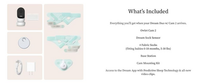 Owlet® Dream Duo Smart Baby Monitor: FDA-Cleared Dream Sock® Plus Owlet Cam 2- Tracks & Notifies