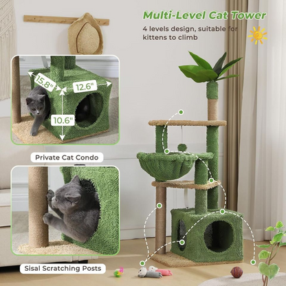 51 Inches Cat Tree, Multi-Level Cat Tower with Large Hammock