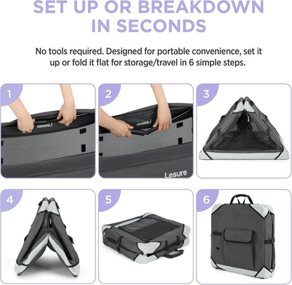 Lesure Collapsible Dog Crate - Portable Dog Travel Crate Kennel for Small Dog