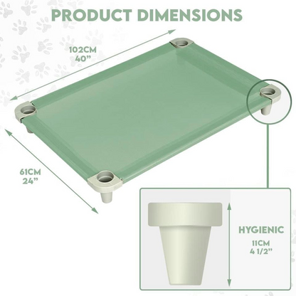 Cooling Elevated Pet Dog Bed Cot, Washable and Breathable Mesh Fabric, Stainless Steel Frame