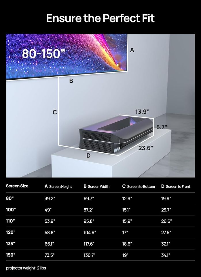 AWOL VISION LTV-2500 4K UHD Ultra Short Throw Triple Laser Projector