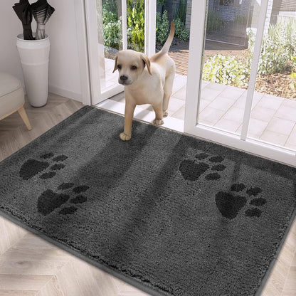 Play Video Click to see more videos      2+  6 VIDEOS PURRUGS Dirt Trapper Door Mat 32" x 47", Non-Skid/Slip Machine Washable Microfiber Entrance Rug, Shoes Scraper, Dog Door Mat, Super Absorbent Floor Mat for Muddy Wet Shoes and Paws, Grey