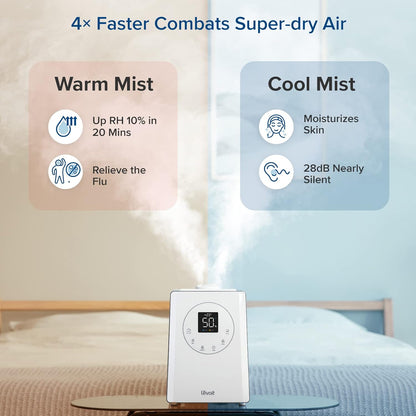 LEVOIT LV600S Smart Warm and Cool Mist Humidifiers for Home Bedroom Large Room, (6L) 753ft² Coverage, Quickly & Evenly Humidify Whole House, Easy Top Fill, App & Voice Control - Quiet Sleep Mode