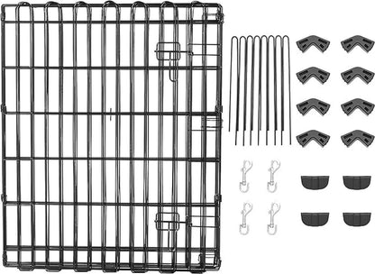 Octagonal Foldable Metal Exercise Pet Play Pen for Dogs, Fence Pen, Single Door, Small, 60 x 60 x 30 Inches, Black
