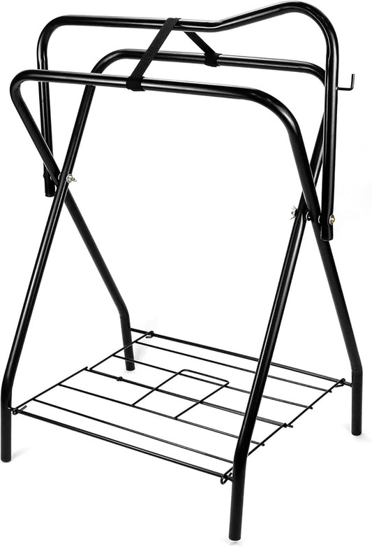 Freestanding Portable Saddle Rack, Powder Coated Frame Standing Holder, Saddle Strong Tubular Steel 24" L x 19" W x 35" H
