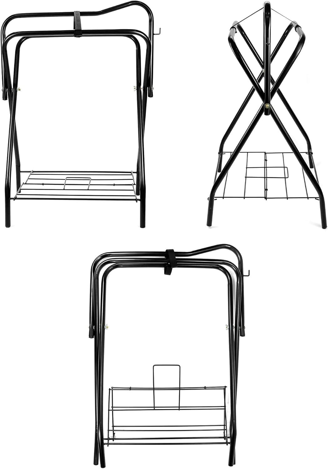 Freestanding Portable Saddle Rack, Powder Coated Frame Standing Holder, Saddle Strong Tubular Steel 24" L x 19" W x 35" H