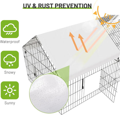 Metal Chicken Coop 86"×40"×40" Chicken Run with Waterproof Cover Portable Poultry Cage Walk in Hen House Outdoor Backyard Farm Animal Enclosure Crate Pet Playpen Exercise Pen for Rabbit Duck